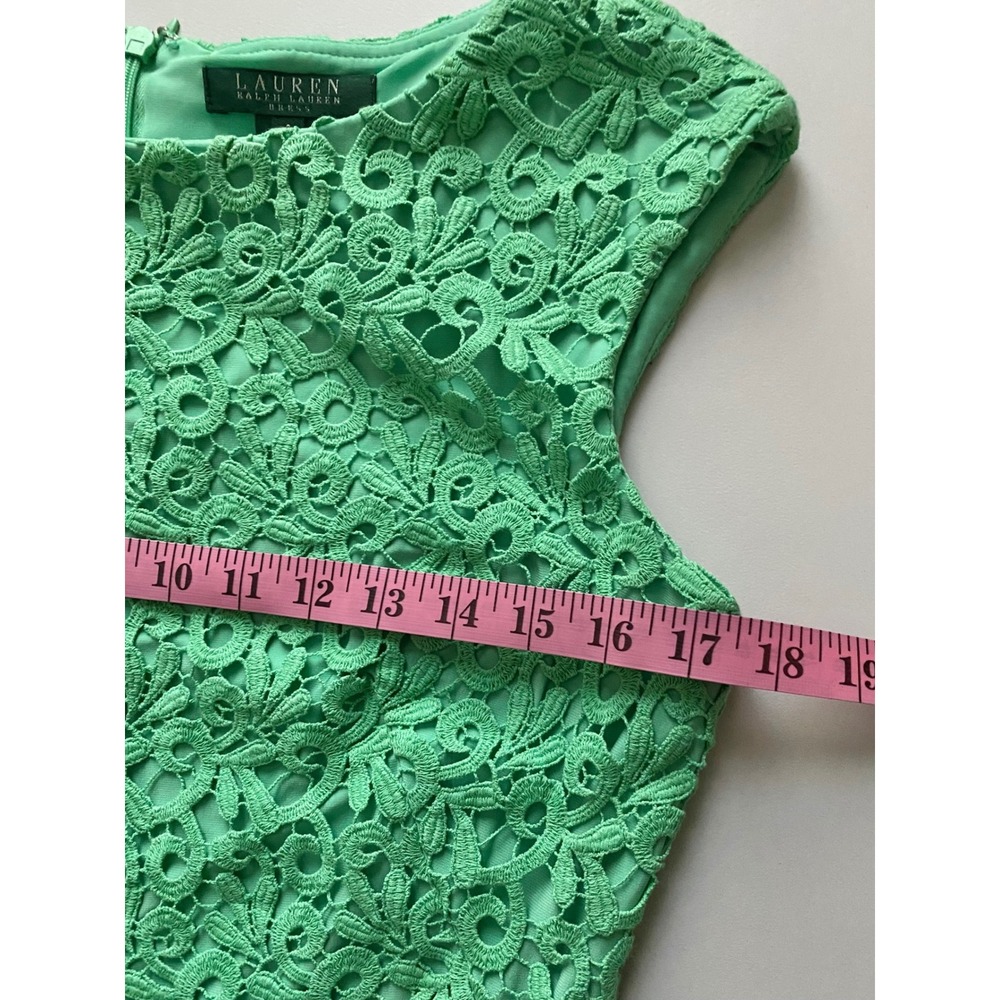 Ralph Lauren Mint Green Floral Eyelet Lace Sleeveles Sheath Party Dress 6 Preppy - Picture 10 of 12